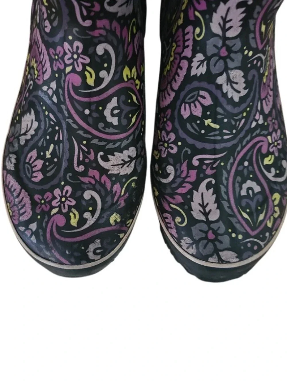BOGS Classic Mid Tuscany Boots Women 10 Purple Floral Waterproof Rain Garden